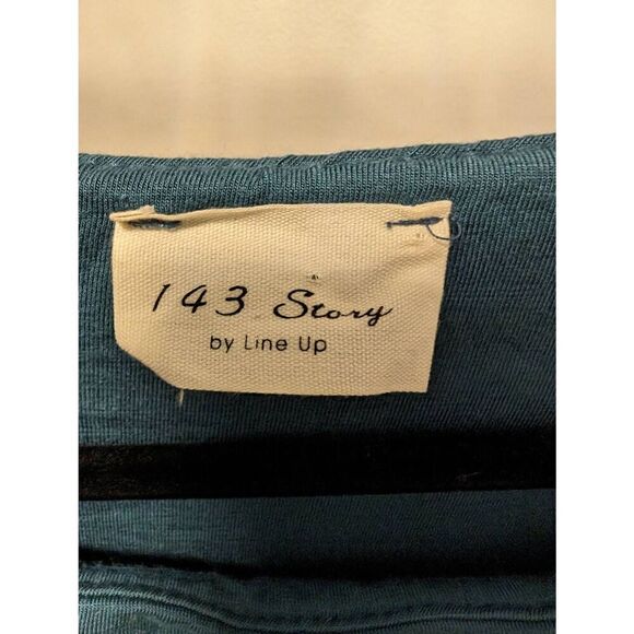 143 Story by Line Up Bodysuit Blue Cowl Neck Long Sleeve Top Women's Size Medium - Picture 3 of 6